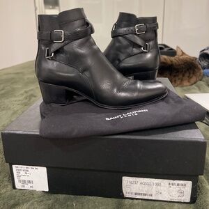 YSL CHELSEA BLACK LEATHER BOOTS 35.5